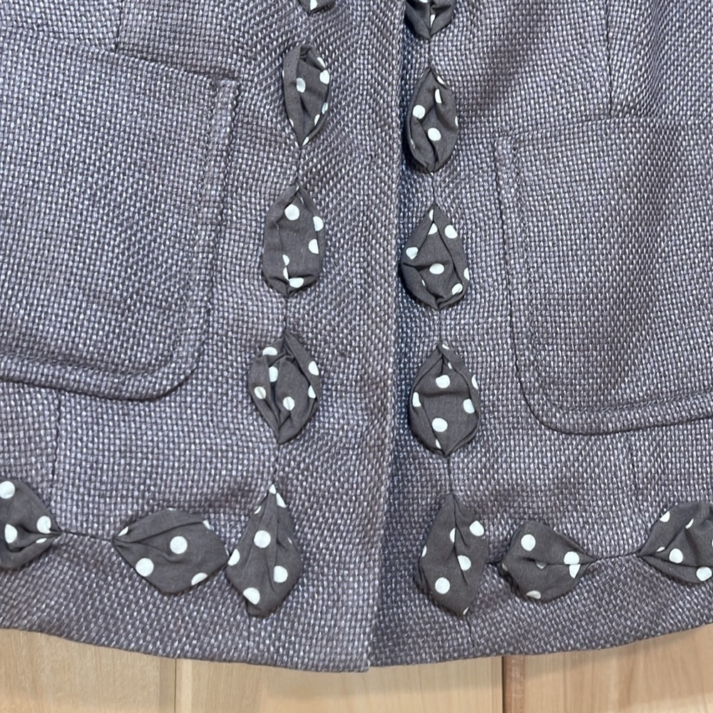 Boden Taupe Greige Textured Cotton Linen Blend Twill 3/4 Sleeve Jacket Size 2 - Picture 2 of 7